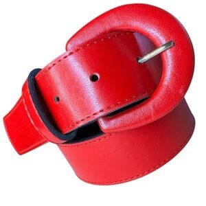 ASTOR Vintage Red Vegan Leather Belt Made in USA Size S
